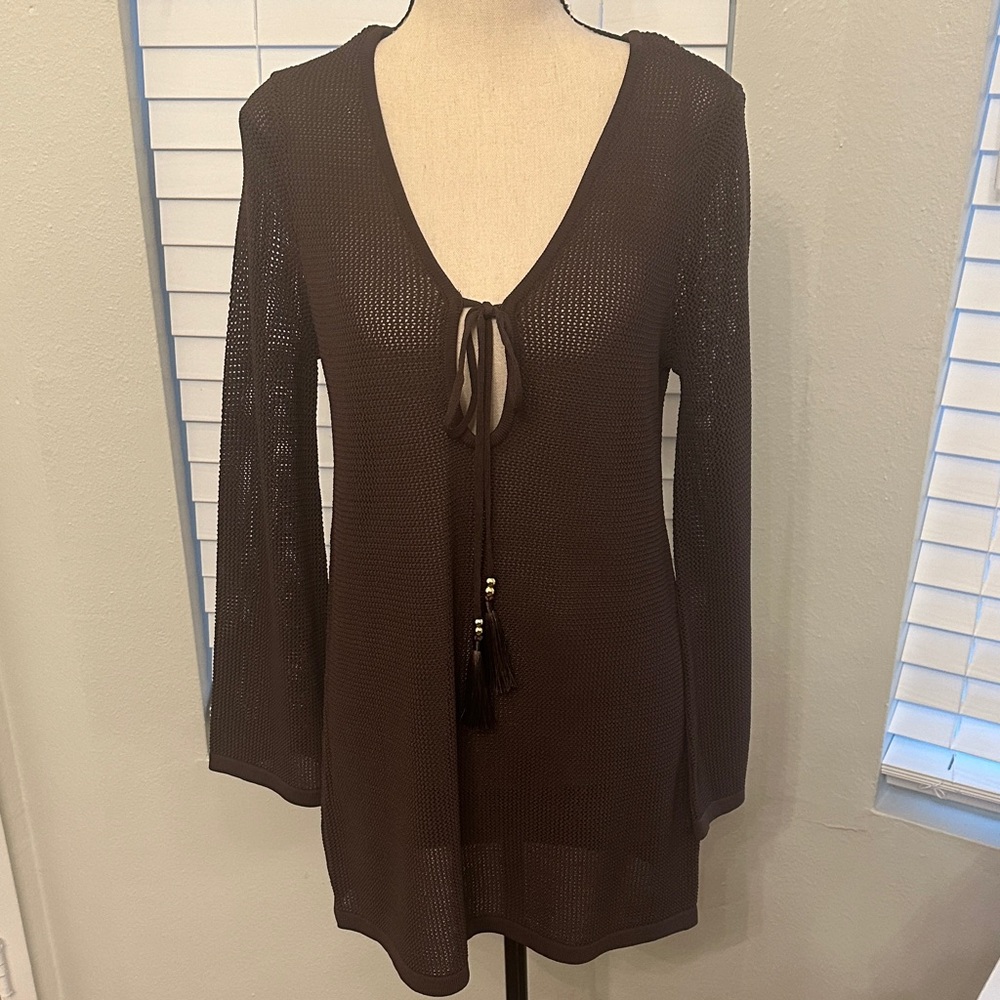 House of Harlow 1960 Brown Knit Swimsuit Cover Up
